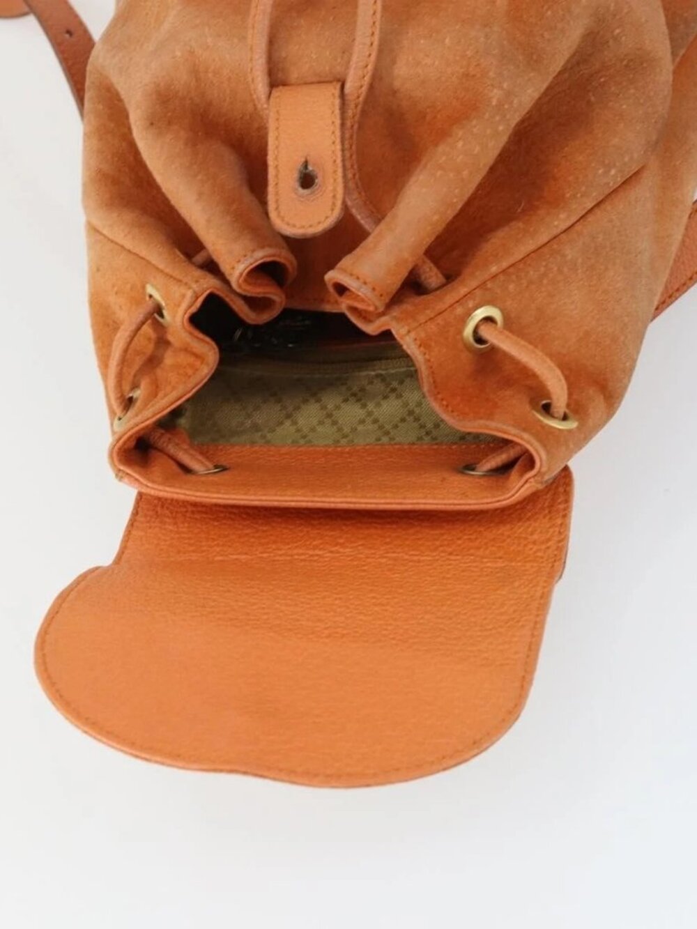 GUCCI Bamboo Backpack Suede Orange Gold Auth 169373 - Picture 10 of 15